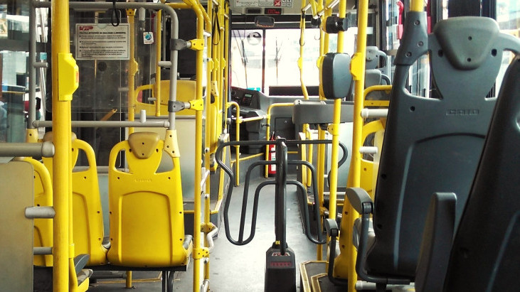 Onboard an empty Worcestershire bus